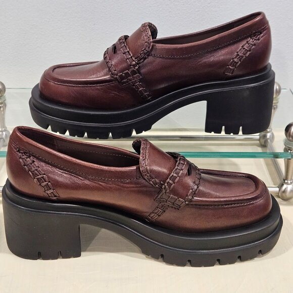 Loeffler Randall Saige Expresso Brown Calf Leather Platform Penny Loafers 8.5M - Picture 2 of 14